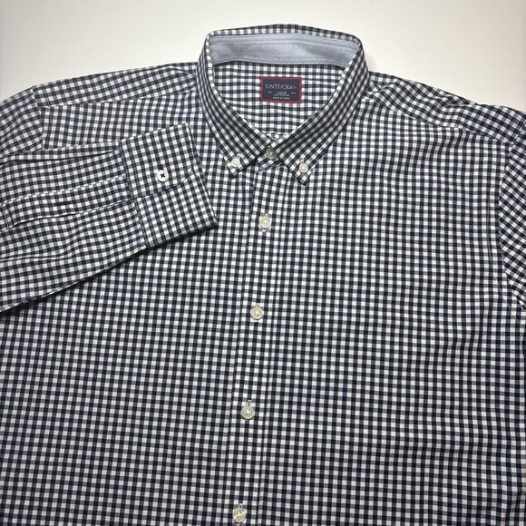 UNTUCKit  White Blue Gingham Check Men's Large Long Sleeve Button Down Shirt - Picture 3 of 6